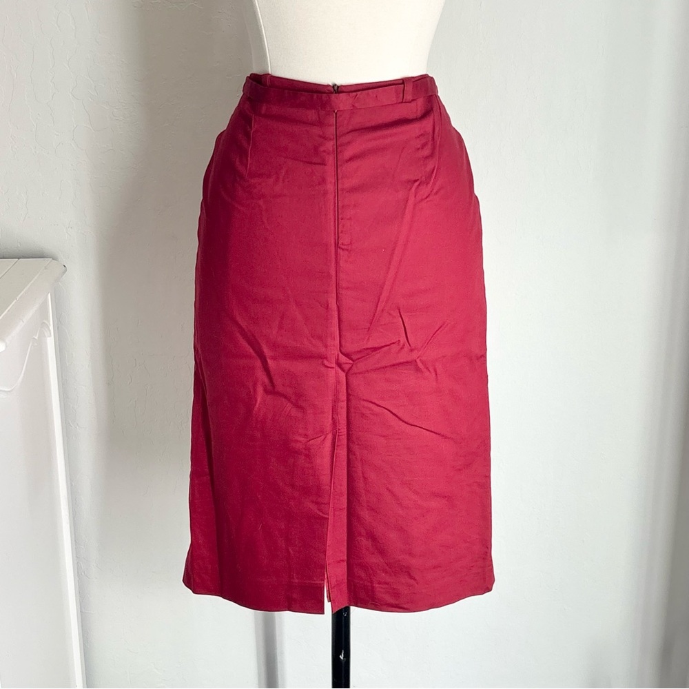 Banana Republic Vibrant Red Stretch Cotton Blend Belted Pencil Skirt, Sz 0 - Picture 3 of 8